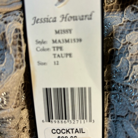 NWT Jessica Howard Tan Metallic Lace Cocktail Dress 12 - Picture 12 of 12